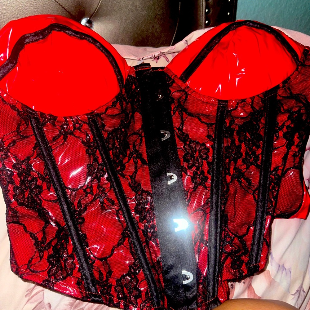 Red corset top perfect for Halloween outfit